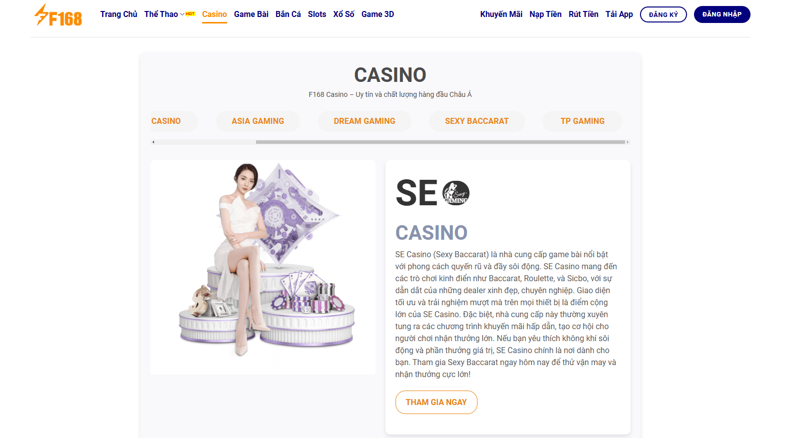 Casino F168 với nhiều sảnh game độc đáo